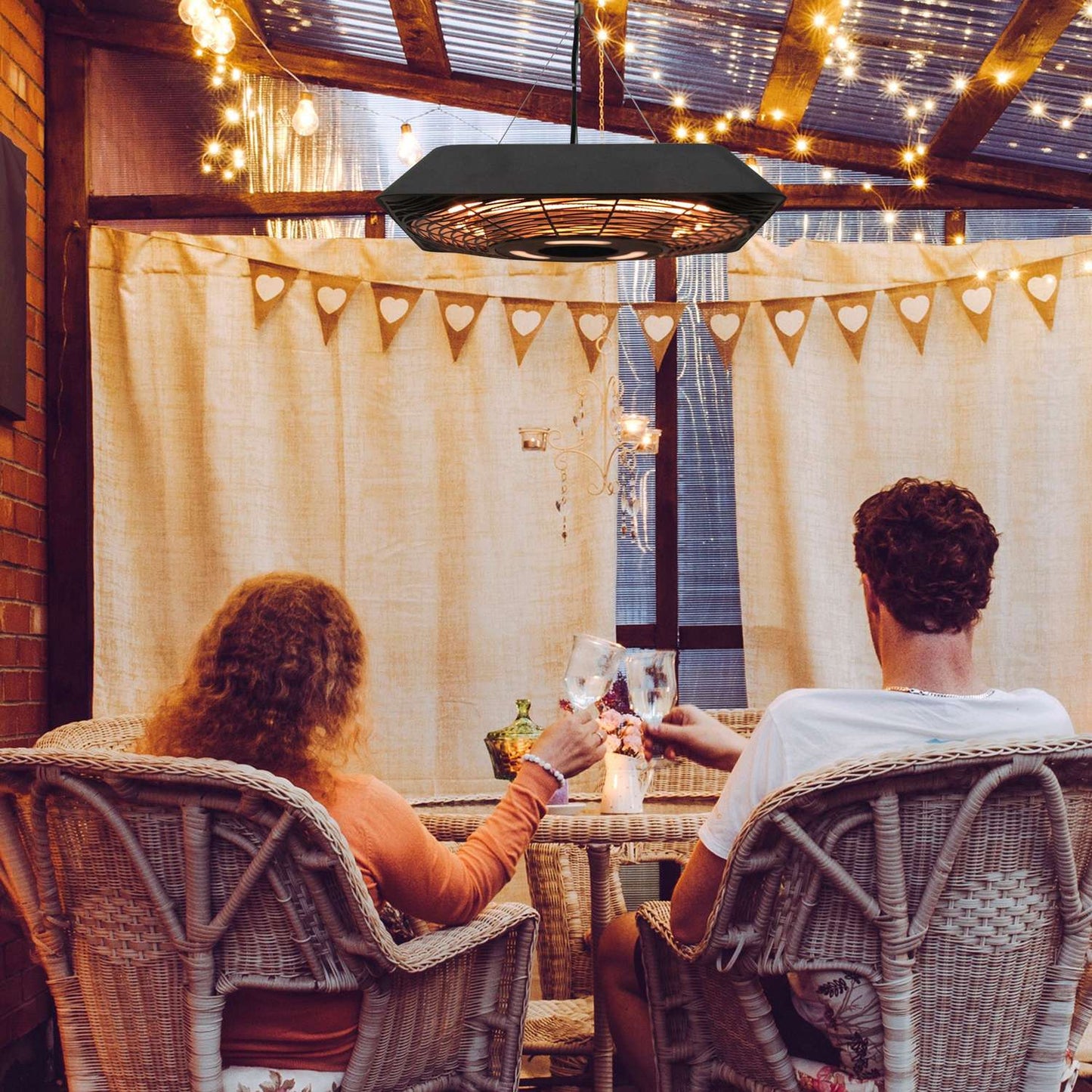 Electric roof terrace heater, 5 positions, remote controlled