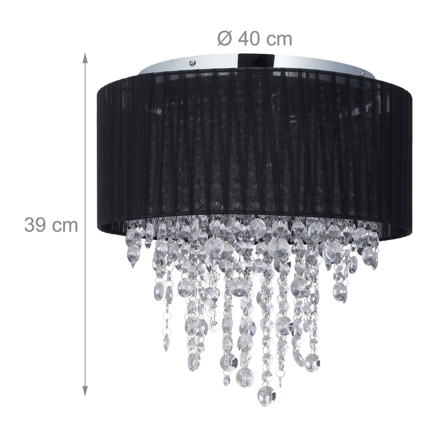 Ceiling lamp organza crystal black