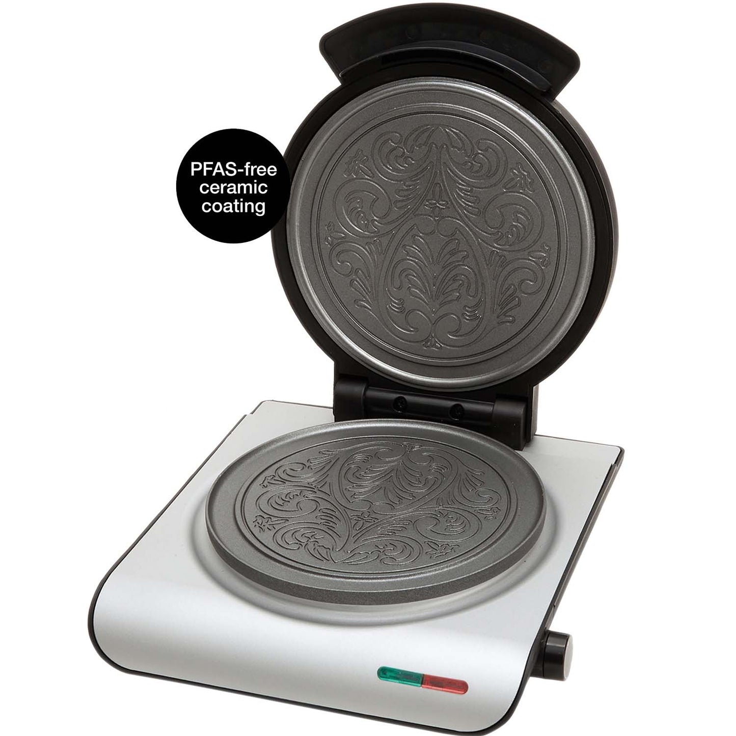 Ceramic Waffle Iron, Silver Finish