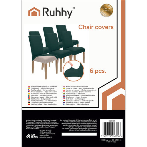 Chair Covers, 6-Pack, Bottle Green