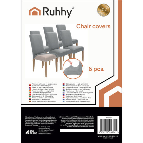 Chair Covers, Light Gray, Set of 6