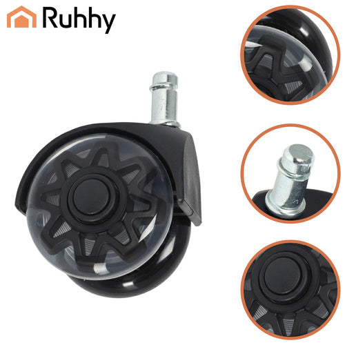 Chair Wheels 2.5" PU, Set of 5 – Quiet, Floor Safe