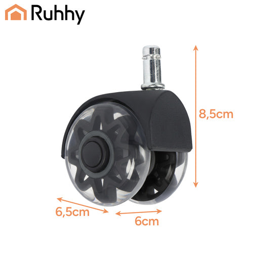 Chair Wheels 2.5" PU, Set of 5 – Quiet, Floor Safe