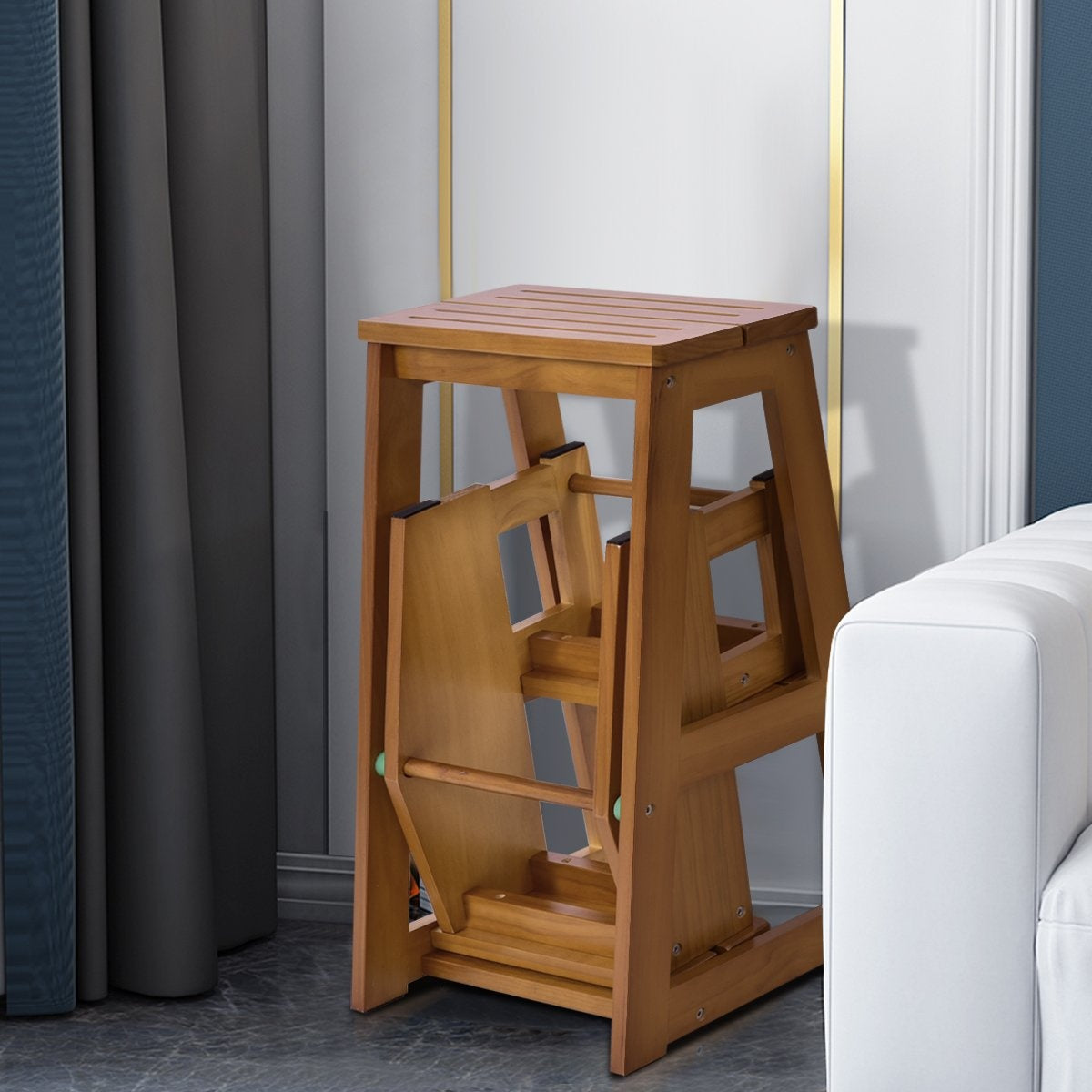Chair ladder ladder chair stool ladder step chair step stool step ladder foldable 3 steps walnut