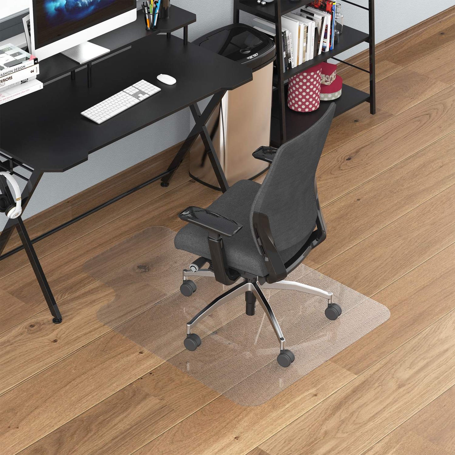 Chair mat for hard floors, 90 x 120 cm, non-slip, transparent floor mats to protect wood and tiles, for office and home