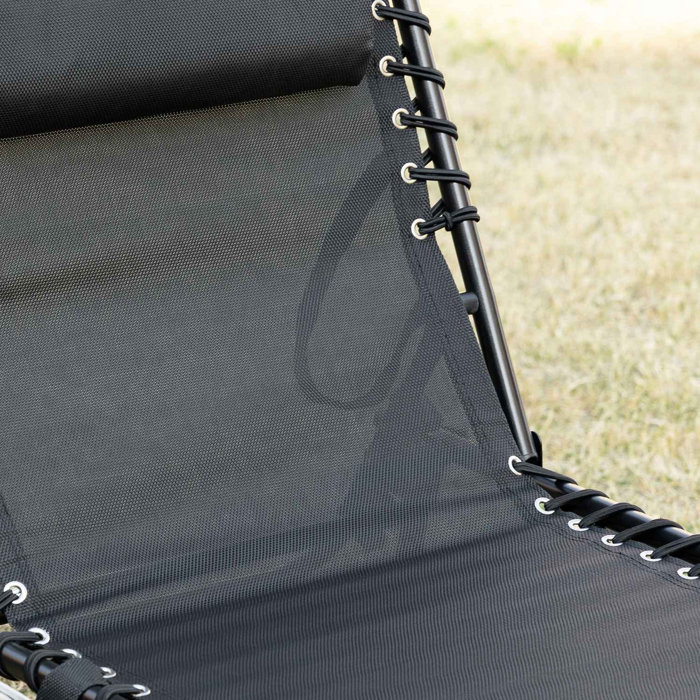 Adjustable chaise longue - folding sun lounger, black