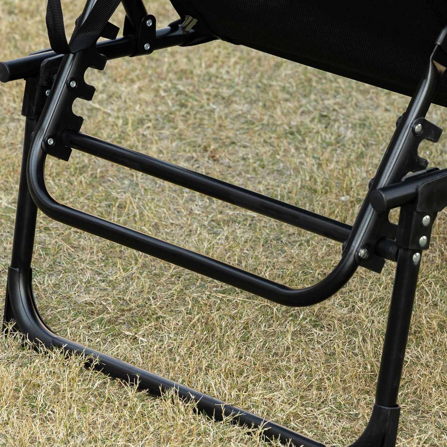 Adjustable chaise longue - folding sun lounger, black