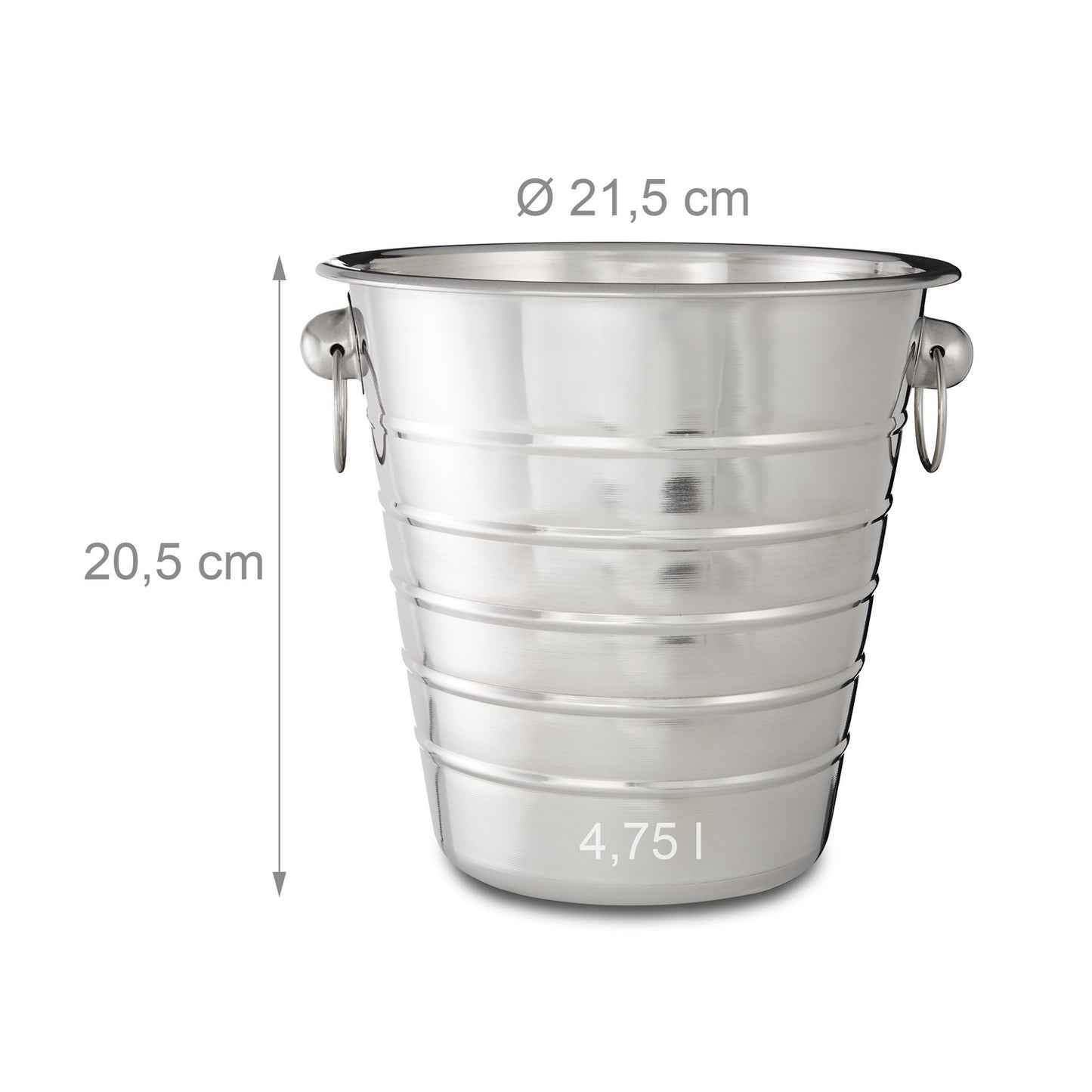 Champagne cooler in stainless steel with handle