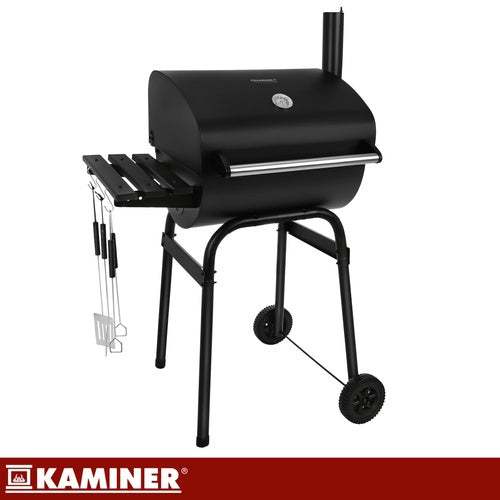 Charcoal Garden Grill with Cover, Thermometer, 82x51x117cm