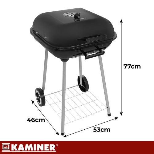 Charcoal Garden Grill with Lid, Portable, 77x53x46 cm
