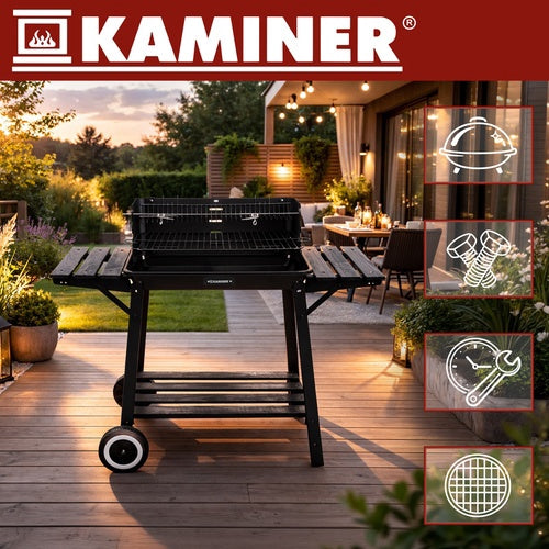 Charcoal Garden Grill with Rotisserie, 93x41x86 cm