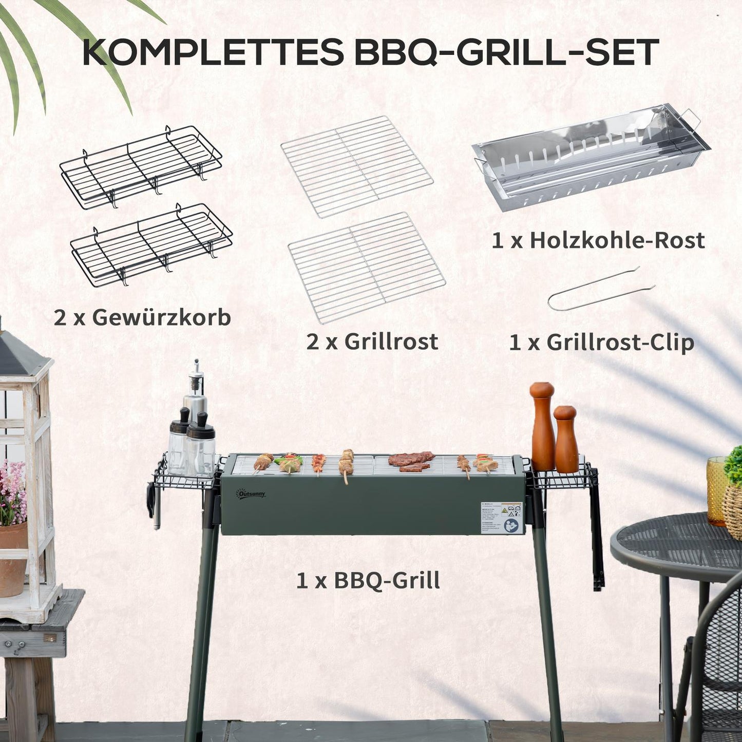 Charcoal Camping Grill – Stainless steel, side baskets