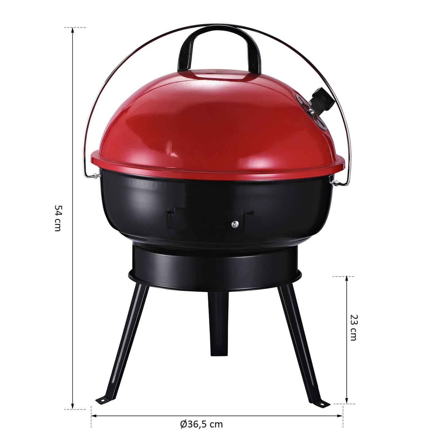 Portable charcoal grill with wind protection, metal