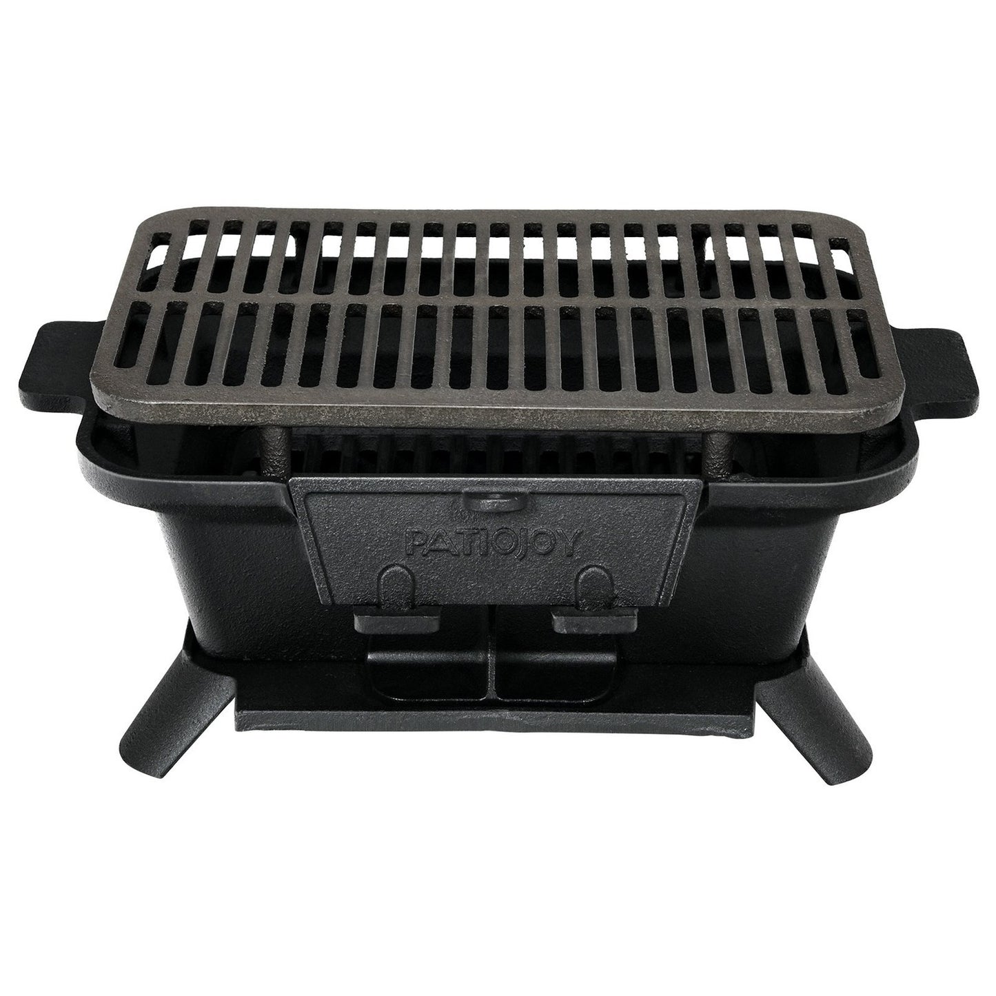 Charcoal Grill Portable Cast Iron Barbecue Grill BBQ Mini Grill Table Grill for Picnic 40x27x18cm Black