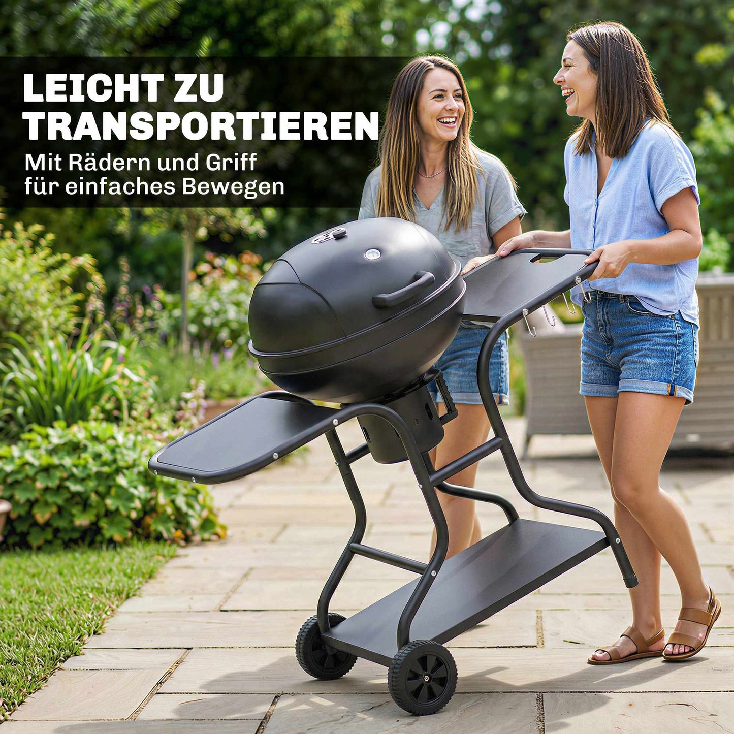 Charcoal Kettle Grill, 54 cm, With Side Tables