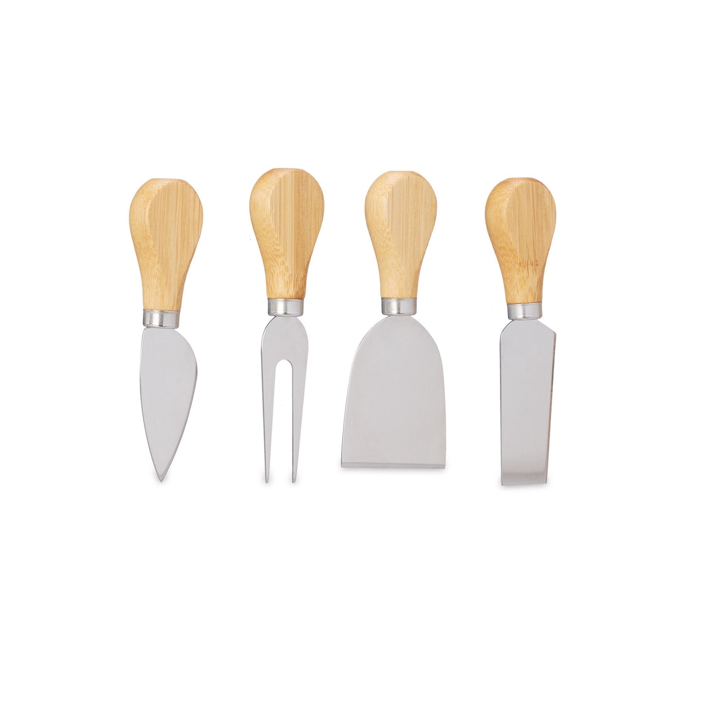 Cheese tray in bamboo with cutlery set in 4 parts