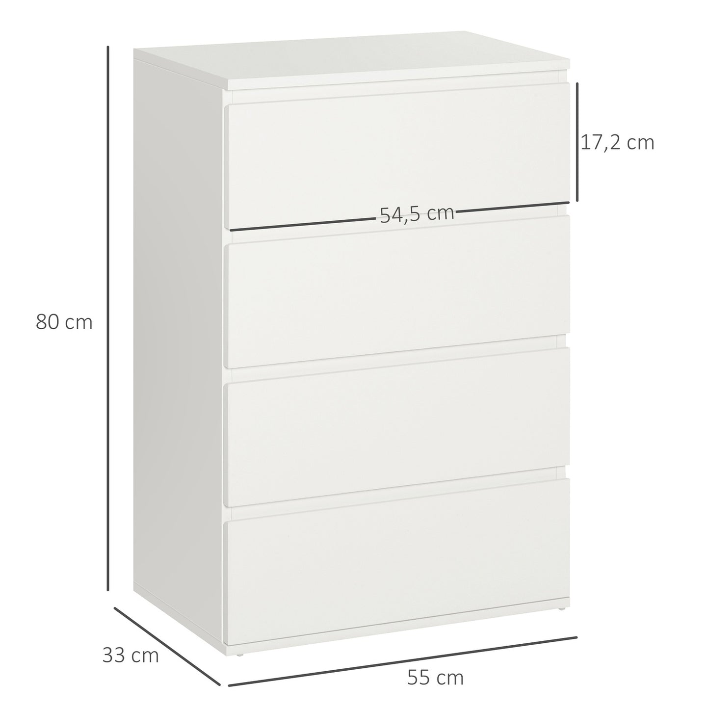 White dresser - Sideboard with 4 drawers with anti-tip