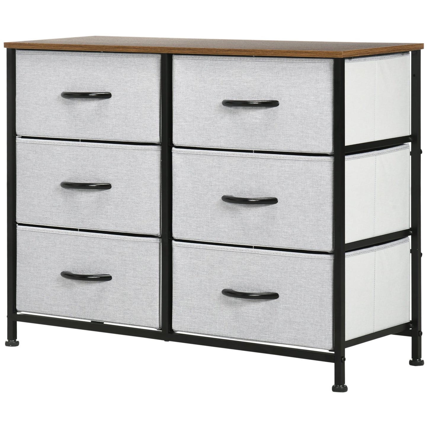 Gray fabric box with 6 drawers - multifunctional storage cabinet