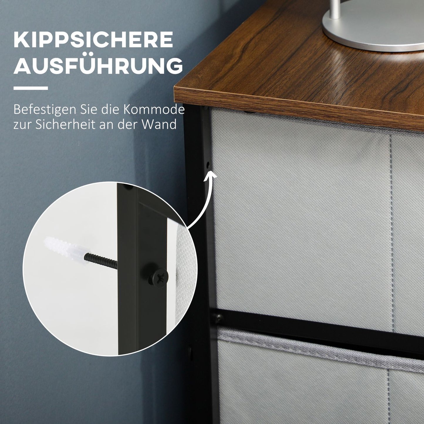 Gray fabric box with 6 drawers - multifunctional storage cabinet