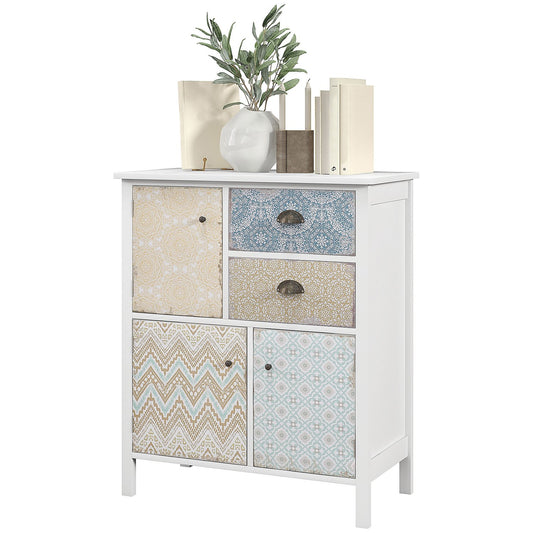 White chest of drawers - 2 drawers, 3 compartments, tilt protection