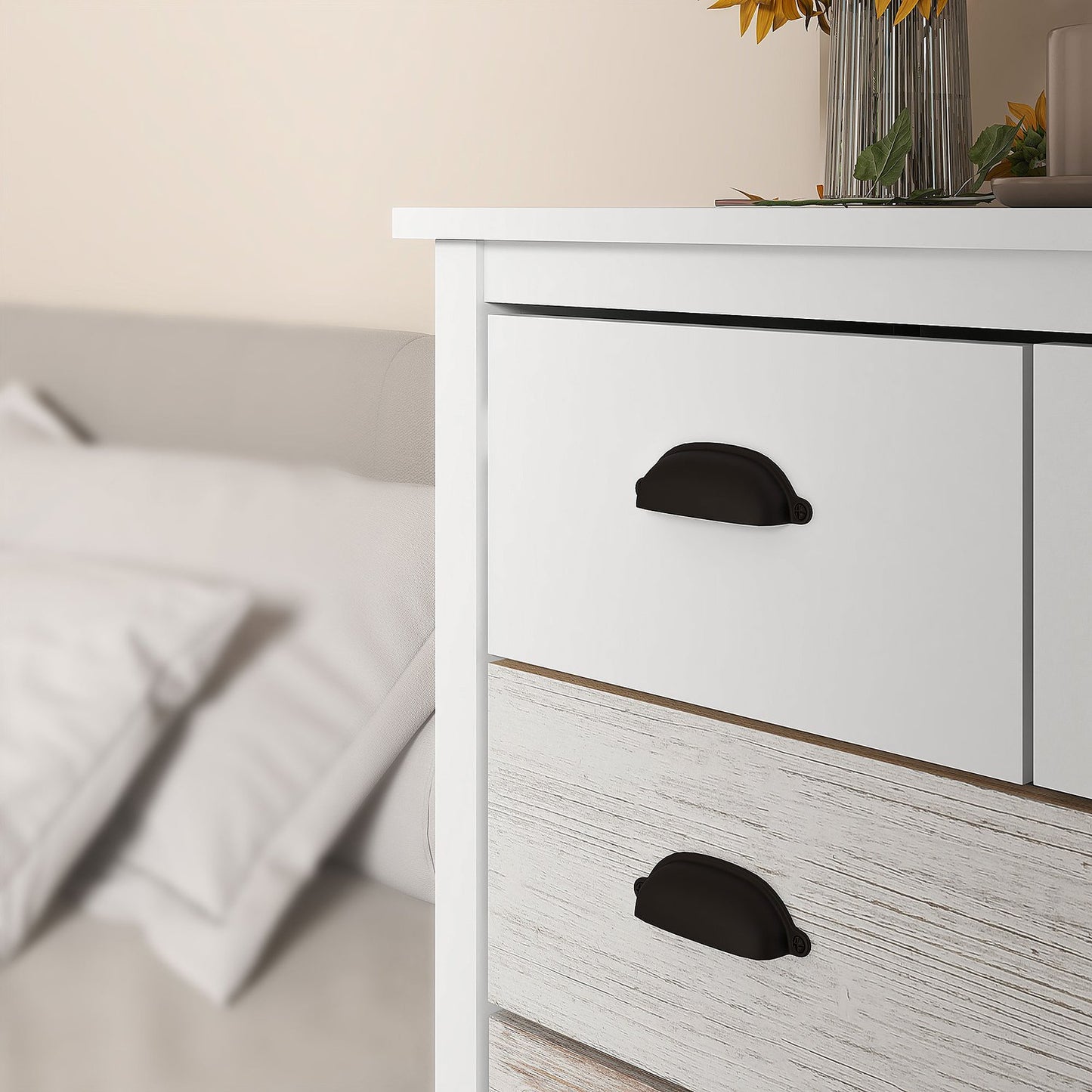 White 5-drawer chest of drawers - Bedroom & Living room storage