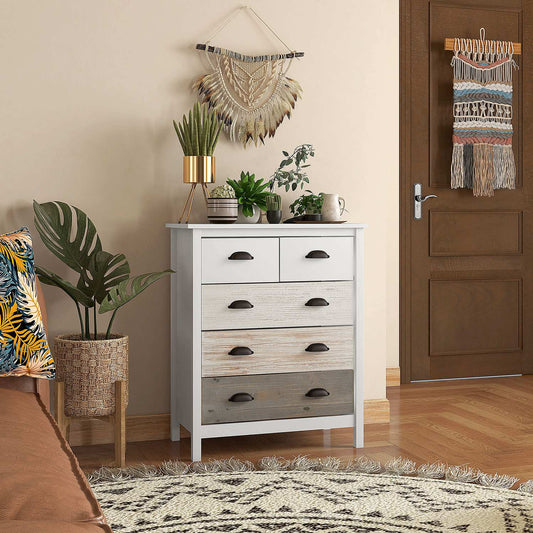 White 5-drawer chest of drawers - Bedroom & Living room storage