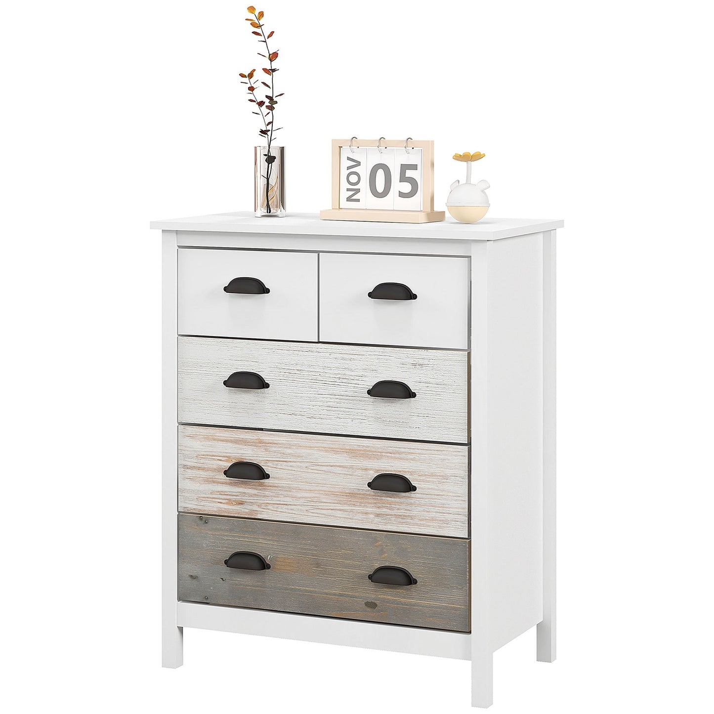 White 5-drawer chest of drawers - Bedroom & Living room storage