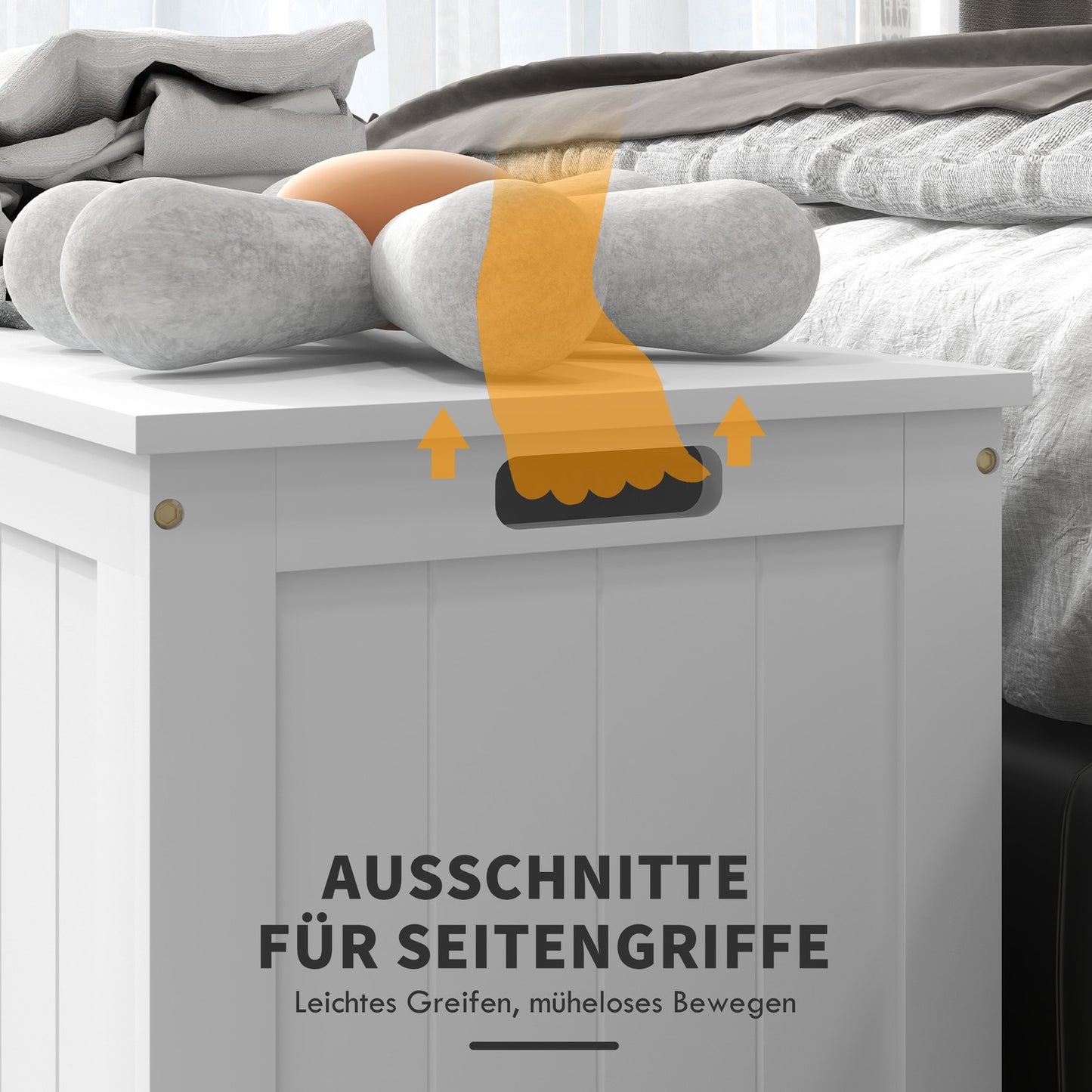 White storage box with lid and handle - 81x40x46 cm