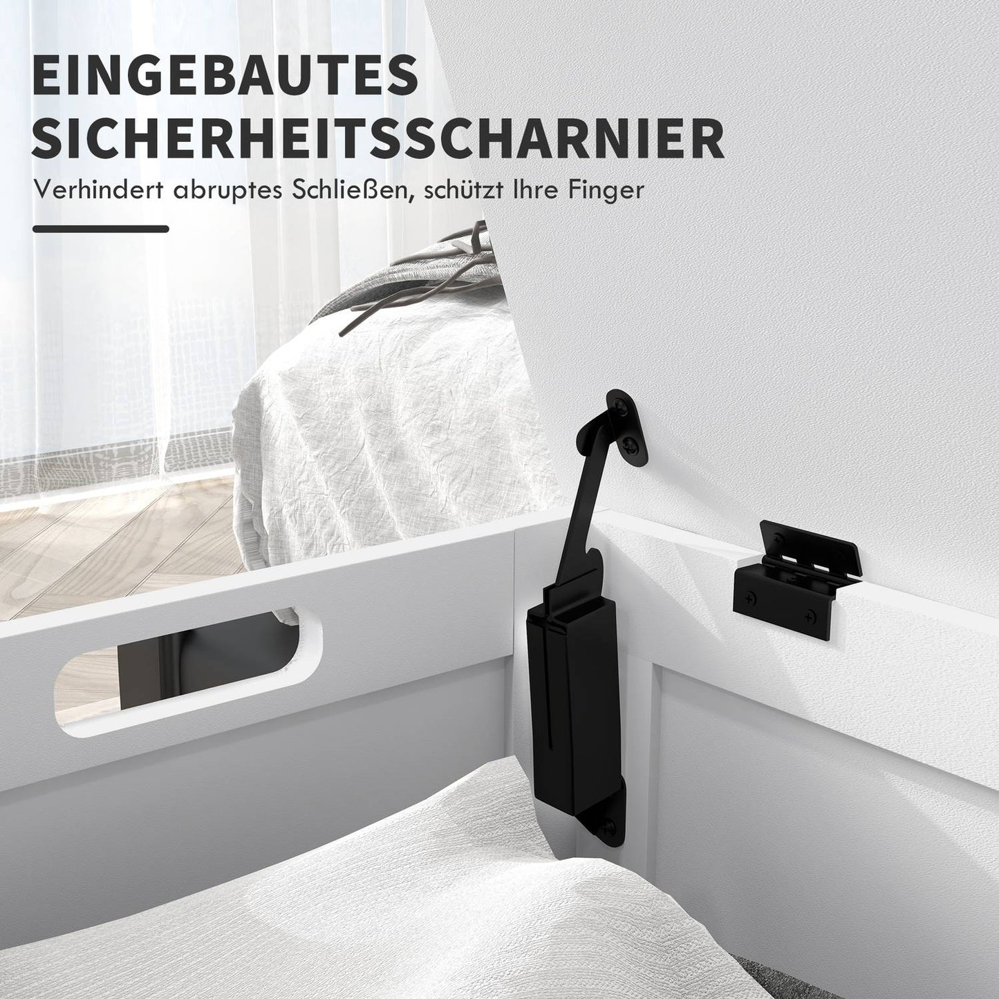 White storage box with lid and handle - 81x40x46 cm