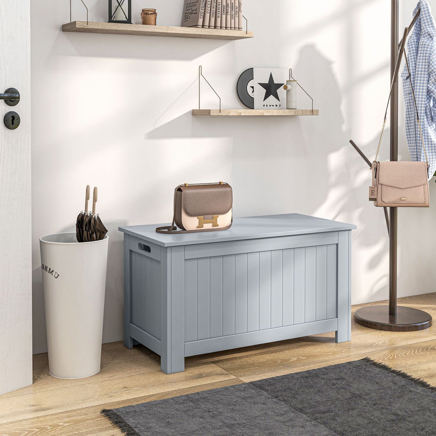 Chest versatile storage box - wood, grey, 81x40x46 cm
