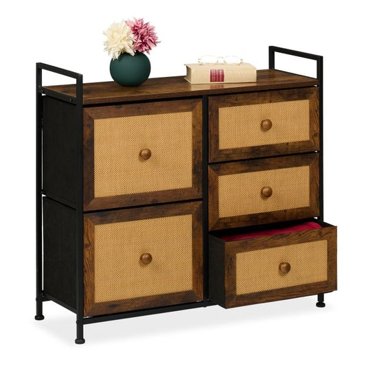 Chest of 5 drawers in rattan look