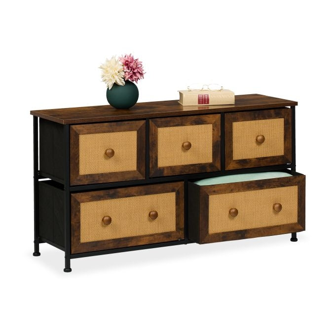 Chest of 5 drawers in rattan look