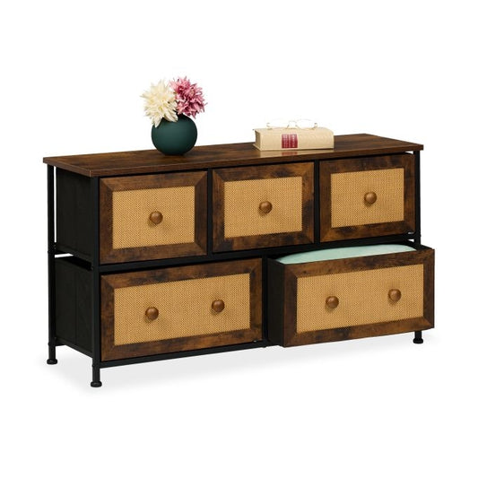 Chest of 5 drawers in rattan look
