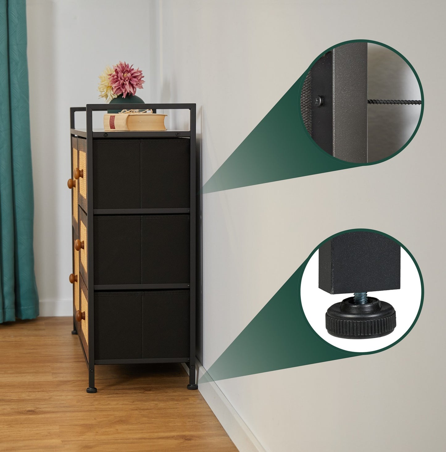 Chest of 5 drawers in rattan look