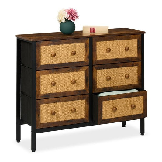 Chest of 6 drawers in rattan style
