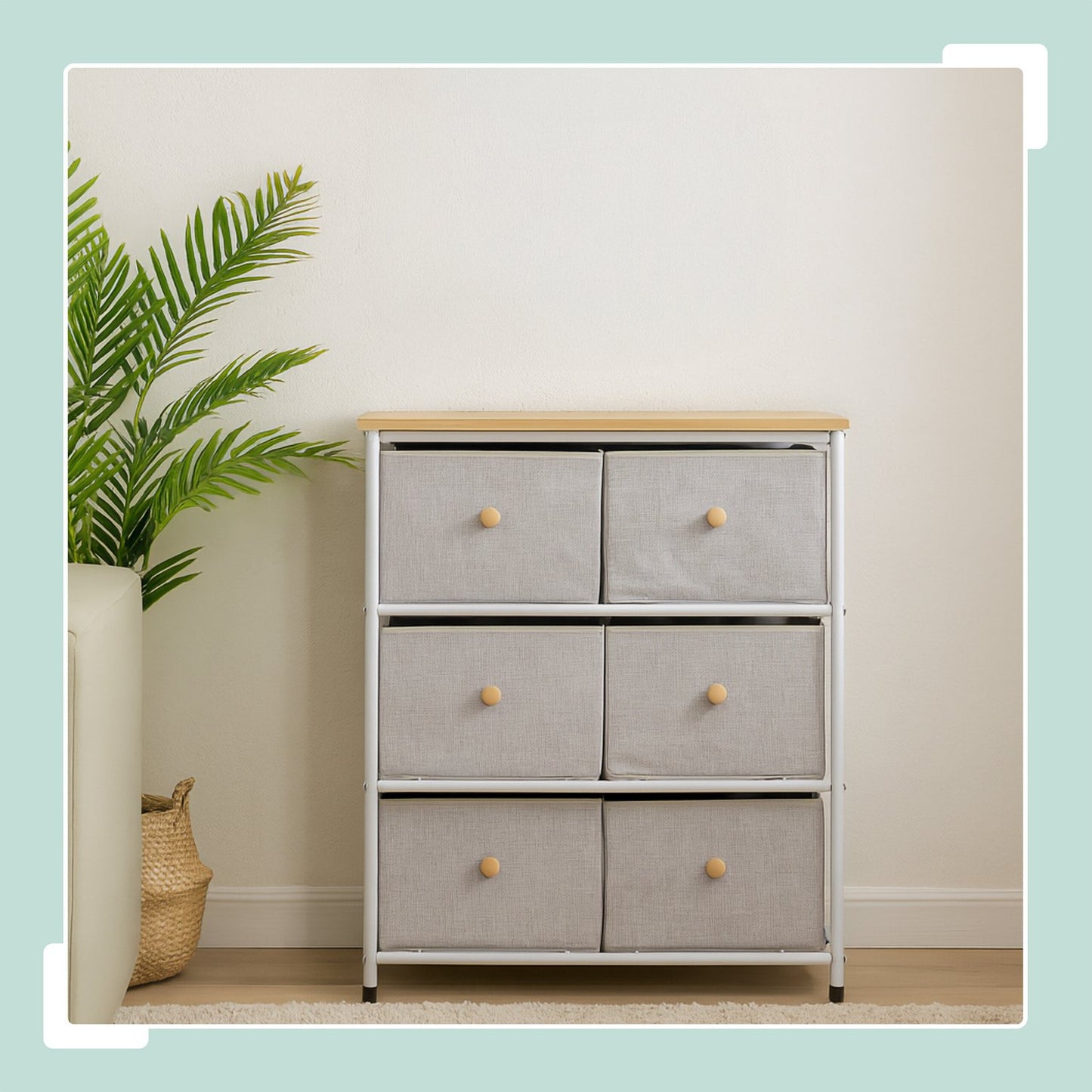 Chest of Drawers with 6 Fabric Compartments