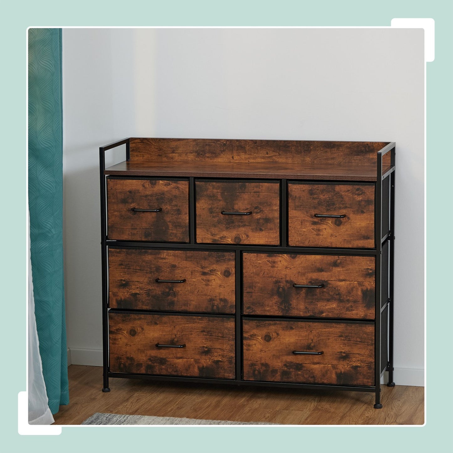 Chest of Drawers with 7 Fabric Storage Bins