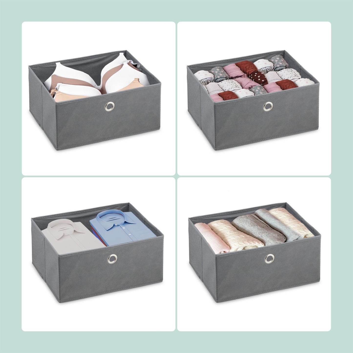 Chest of drawers in wooden design with fabric drawers