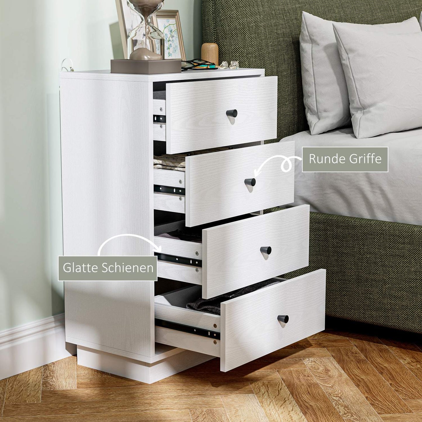 White wooden chest of drawers - Modern storage cabinet
