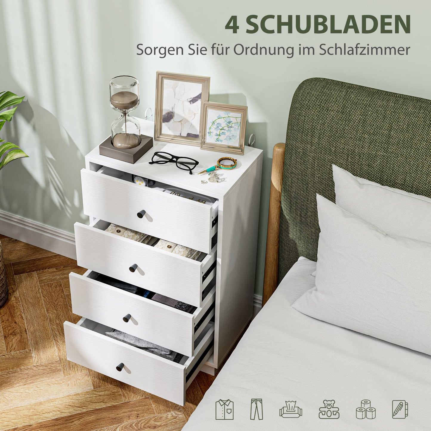 White wooden chest of drawers - Modern storage cabinet