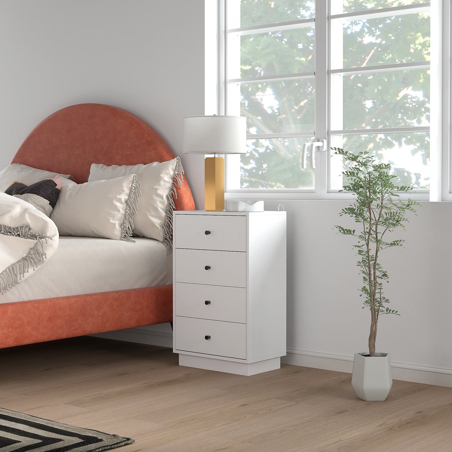 White wooden chest of drawers - Modern storage cabinet