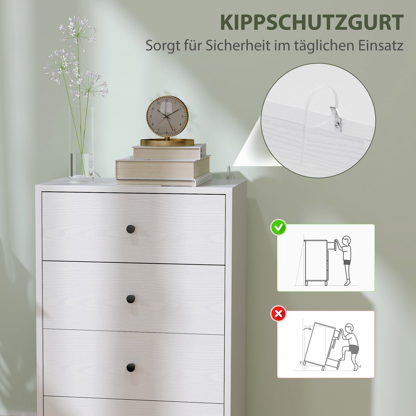 White wooden chest of drawers - Modern storage cabinet