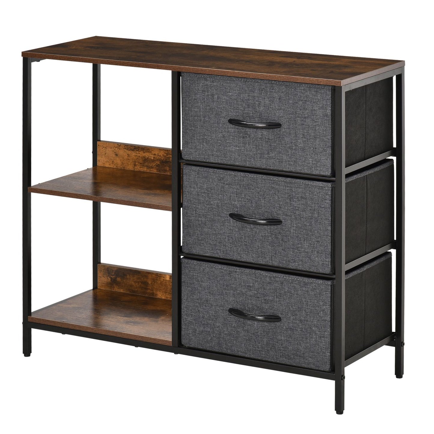 Fabric Drawer Storage Chest - 3 Drawers, Metal Frame, Brown