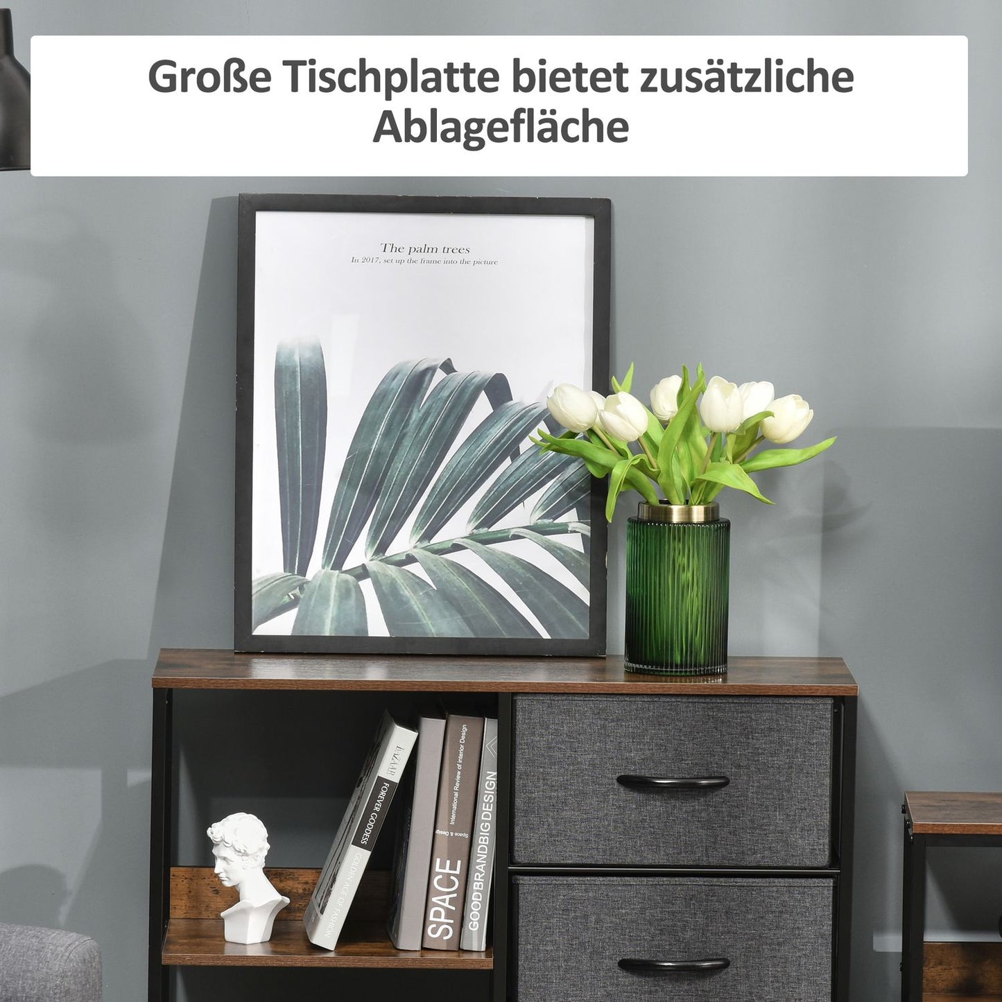 Fabric Drawer Storage Chest - 3 Drawers, Metal Frame, Brown