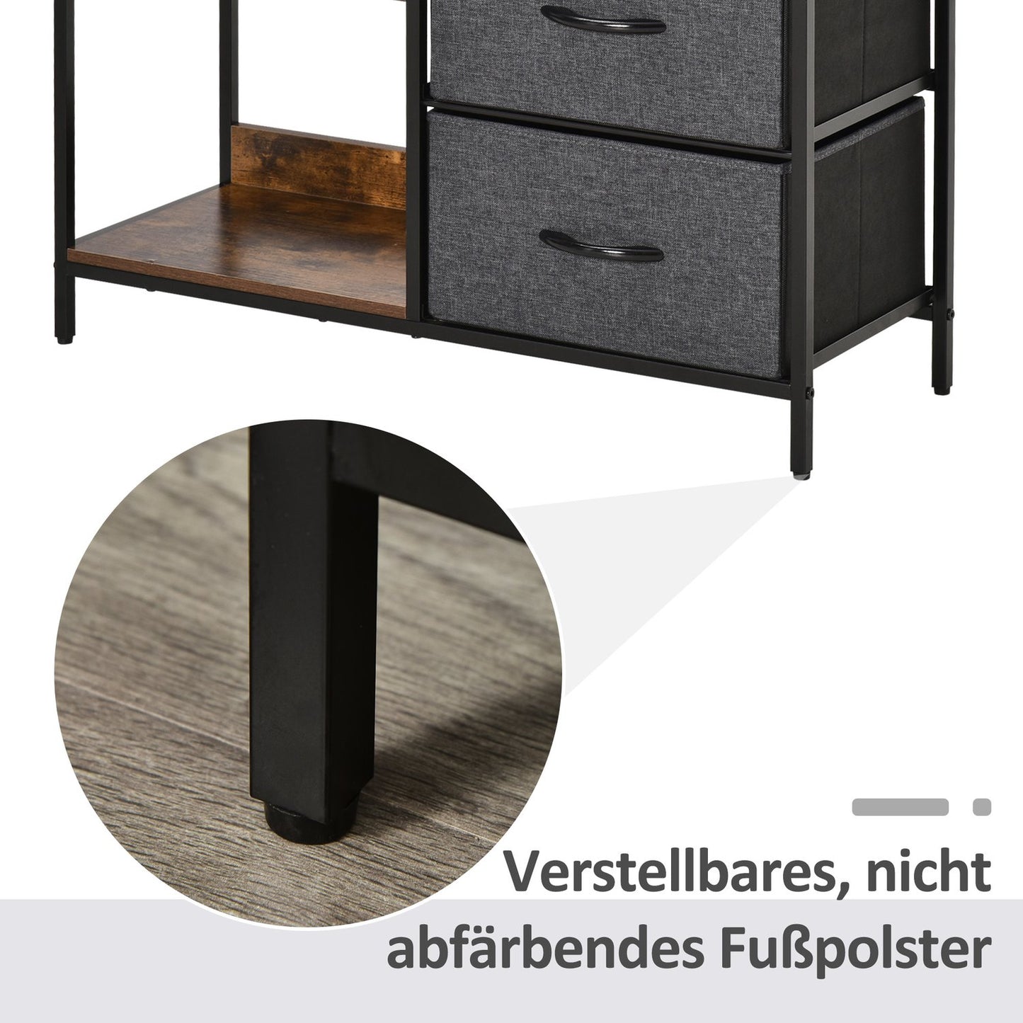 Fabric Drawer Storage Chest - 3 Drawers, Metal Frame, Brown