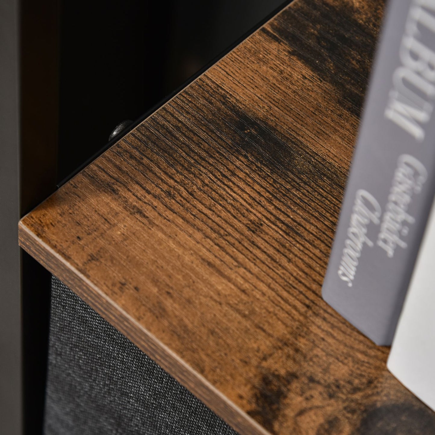 Chest of drawers with 3 drawers made of linen storage cabinet with shelf handles black