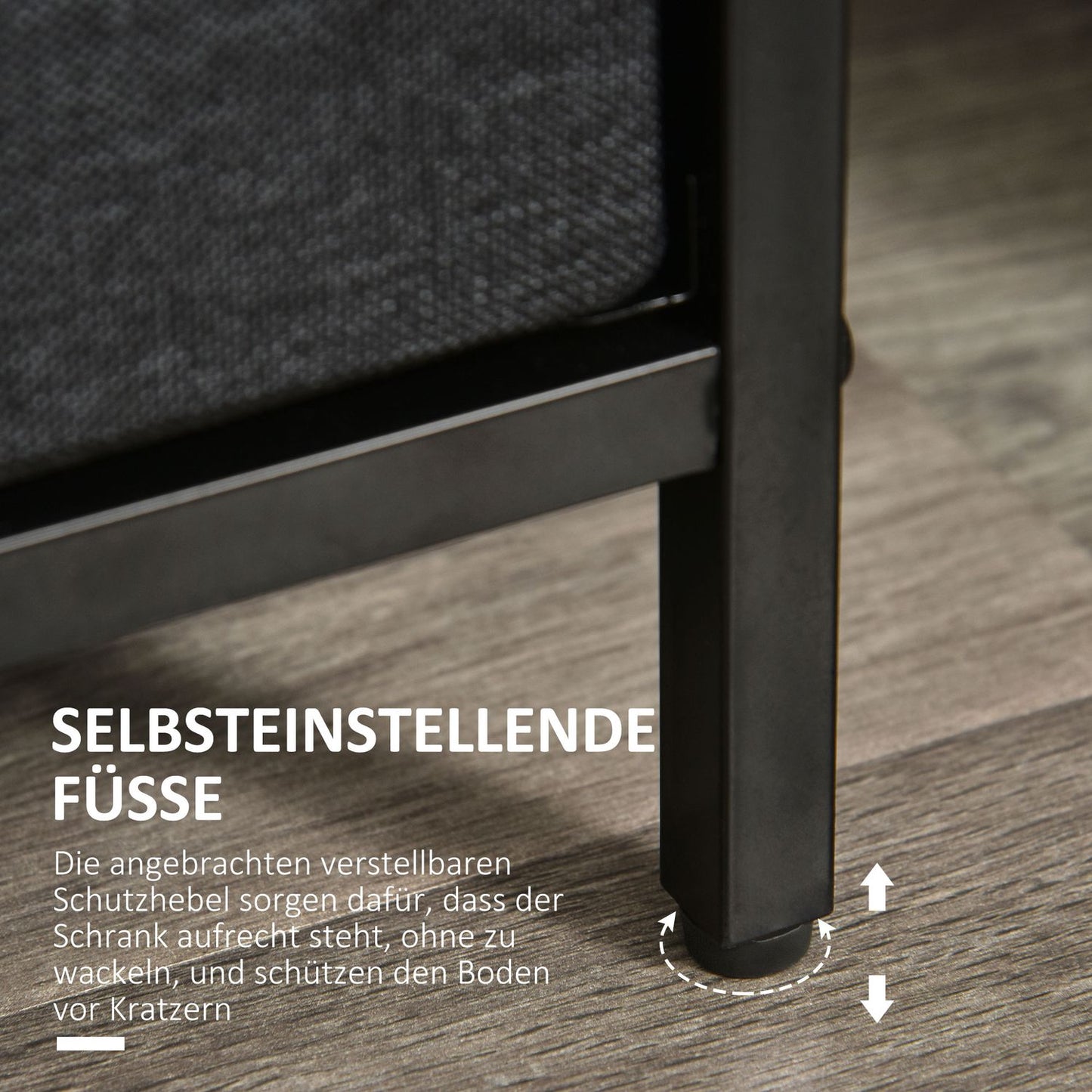 Chest of drawers with 4 drawers made of linen storage cabinet with shelf handles black
