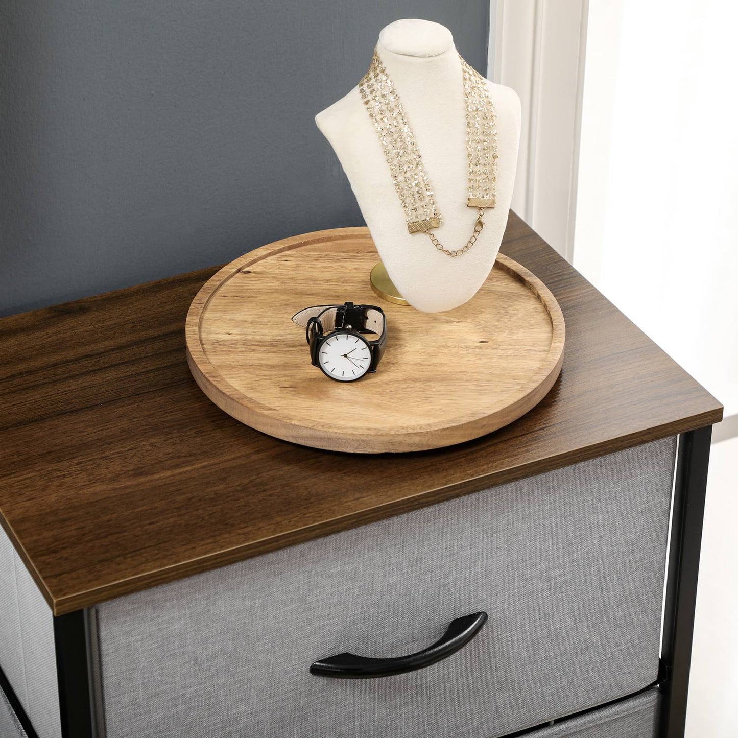 Fabric chest of drawers, modern storage unit with 5 drawers