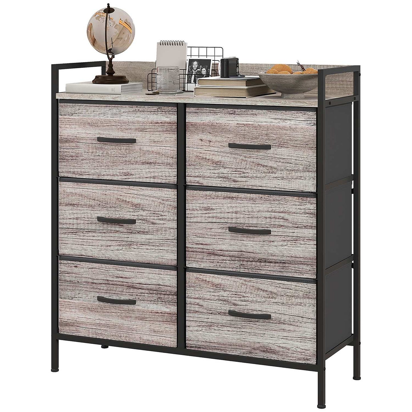 Fabric chest of drawers, storage cabinet with 6 drawers, gray