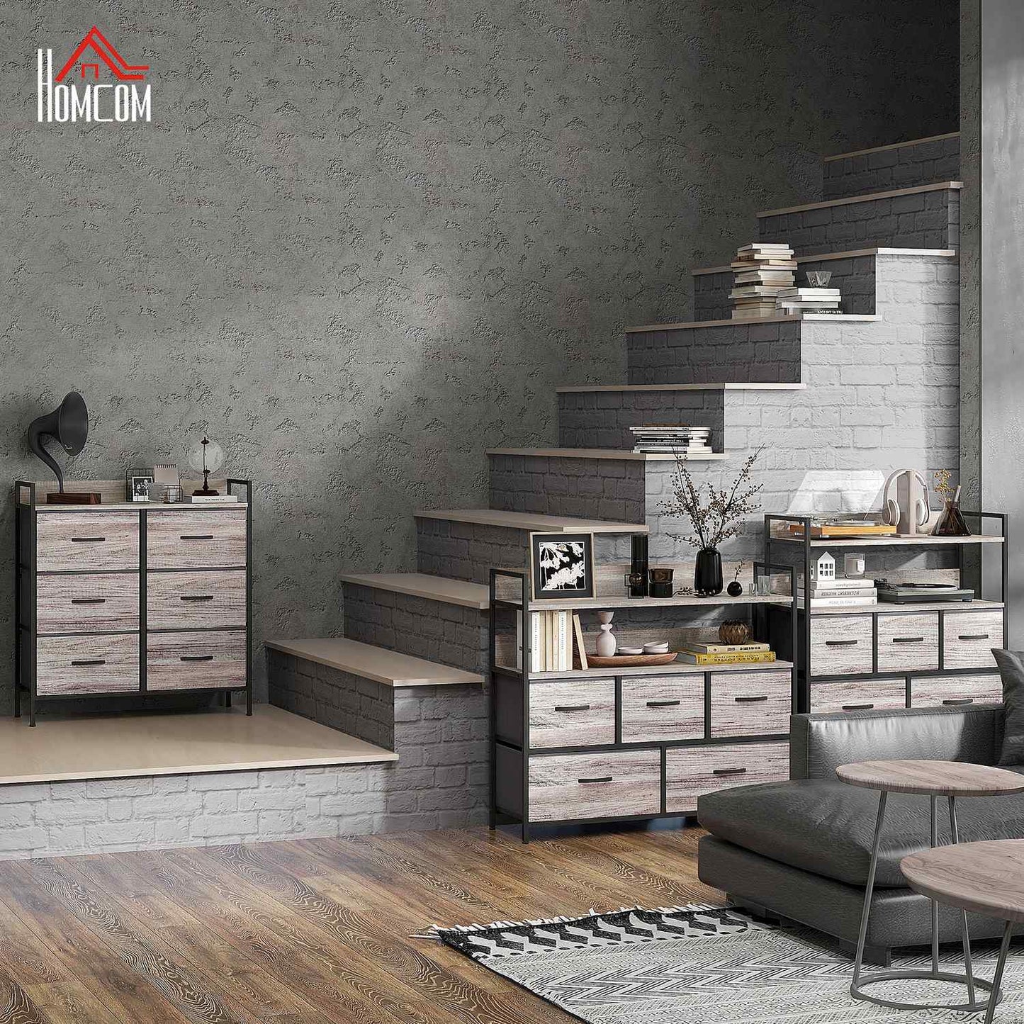 Fabric chest of drawers, storage cabinet with 6 drawers, gray